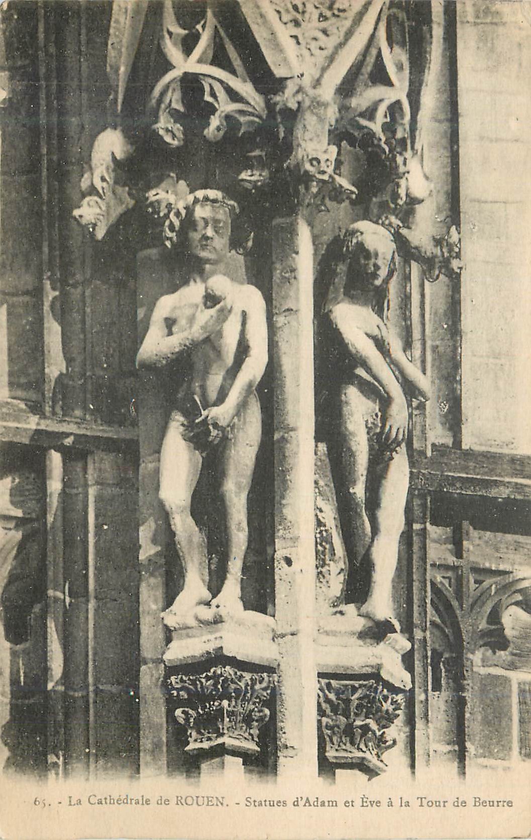 CPA La cathedrale de rouen statues d adam et eve a la tour de beurre