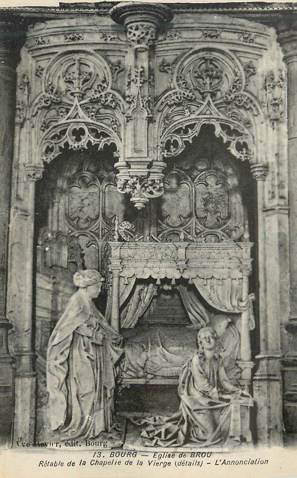 CPA 13 bourg eglise de brou retable de la chapelle de la vierge (details) l annonciation