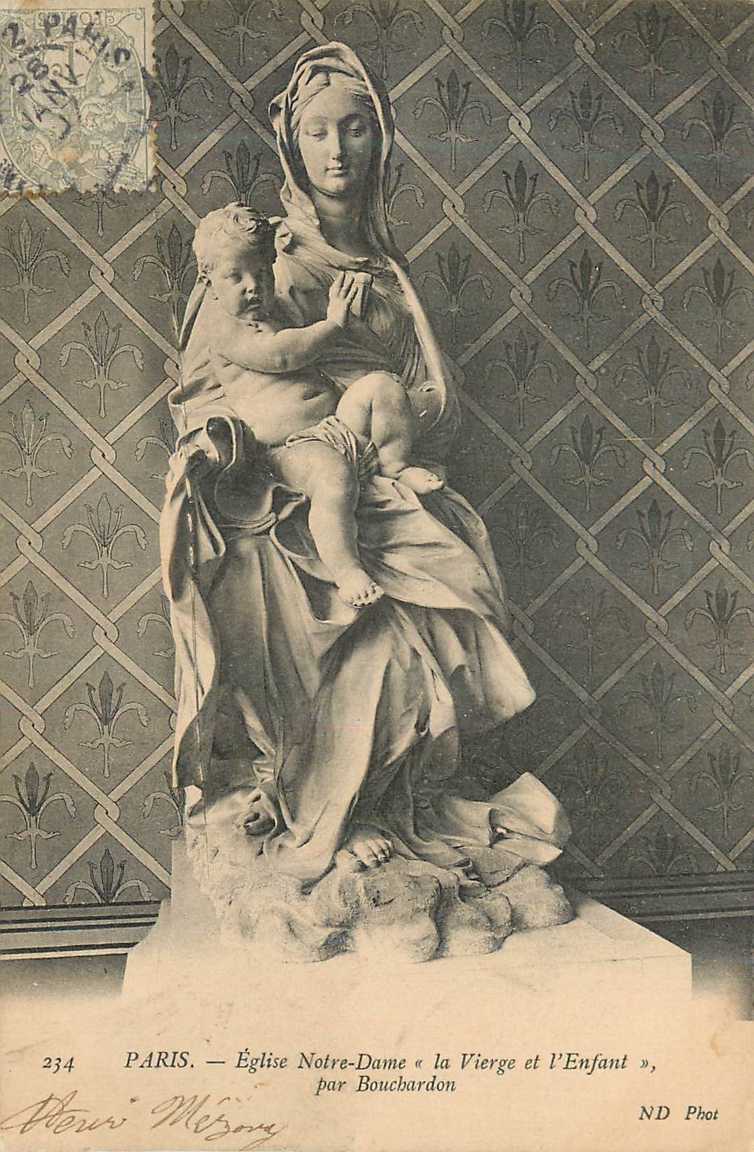 CPA 234 paris eglise notre dame la vierge et l enfant par bouchardon