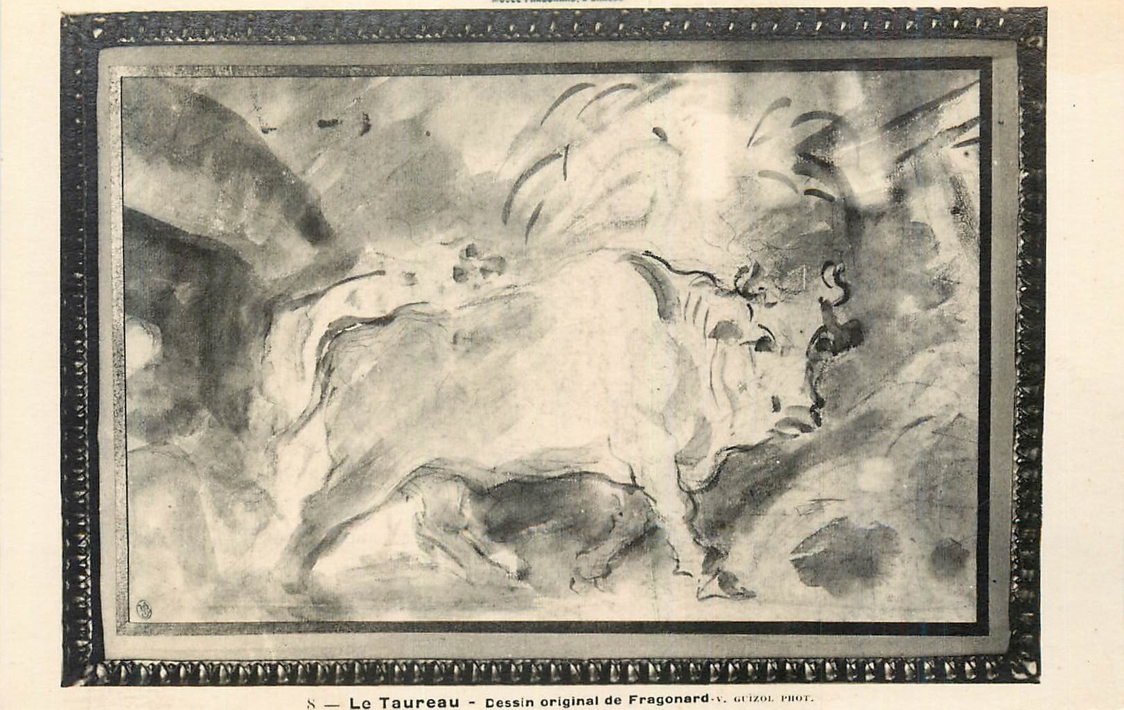 CPA Le taureau dessin original de fragonard
