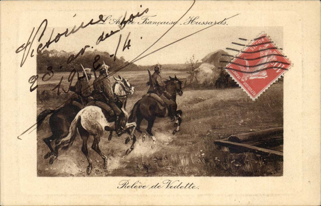 CPA Militaria Hussards Releve de vedette