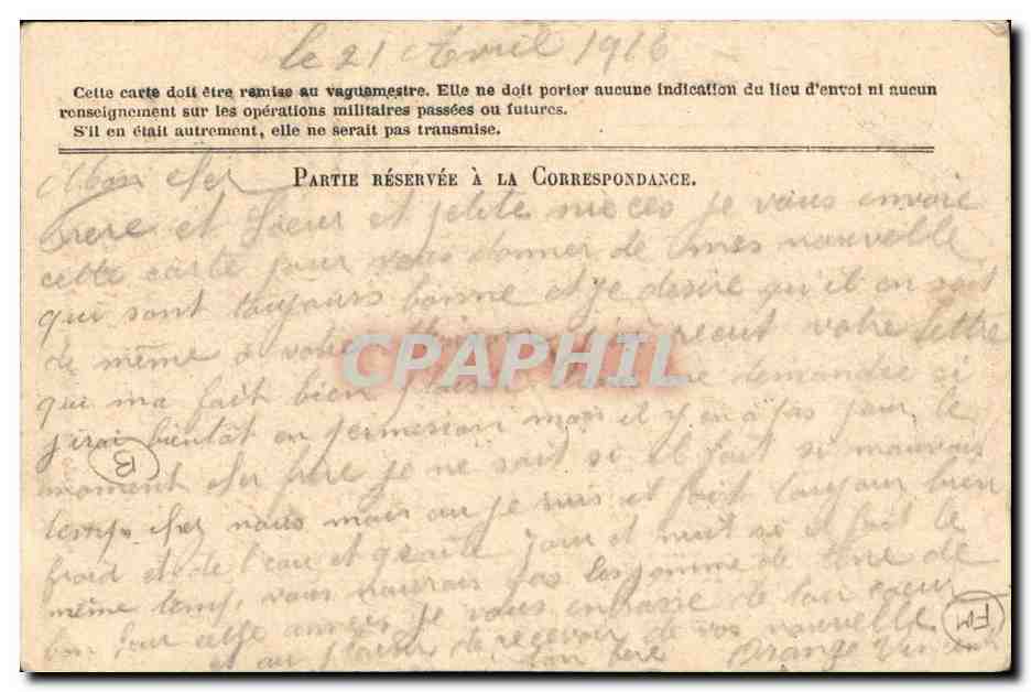 CArte Correspondance des armees Passilly Pierre Eglise par Ceherbourg Infanterie — Rückseite