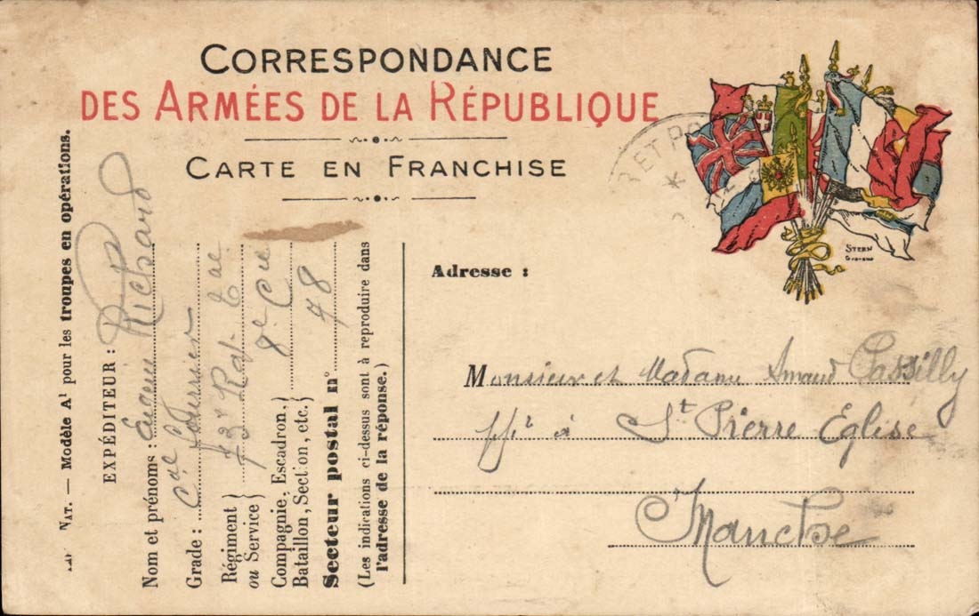 CArte Correspondance des armees Passilly Pierre Eglise par Cherbourg 
