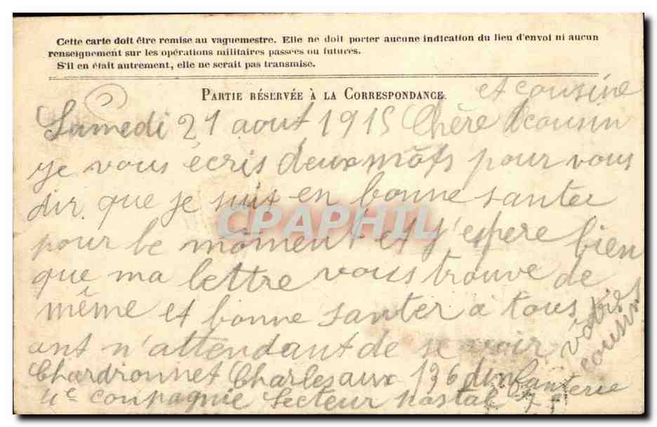 Correspondance des Armées de la République — Carte en franchise — Éditeur Stern, Gravure — Rückseite