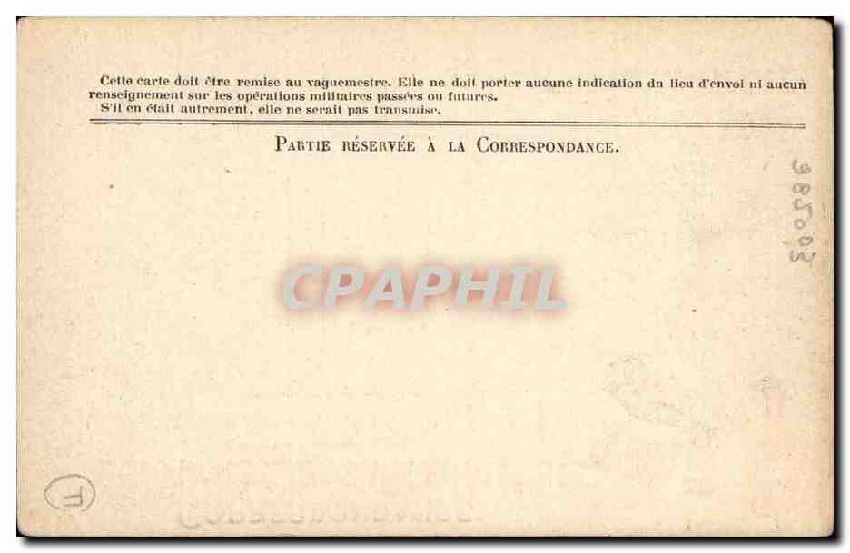 CArte Correspondance des armees Neuve — Rückseite