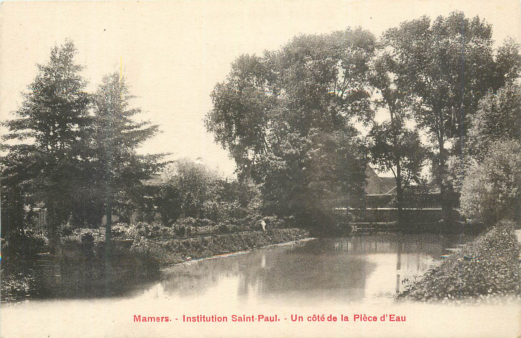 CPA Mamers Institution Saint Paul Un Cote de la Piece d'Eau