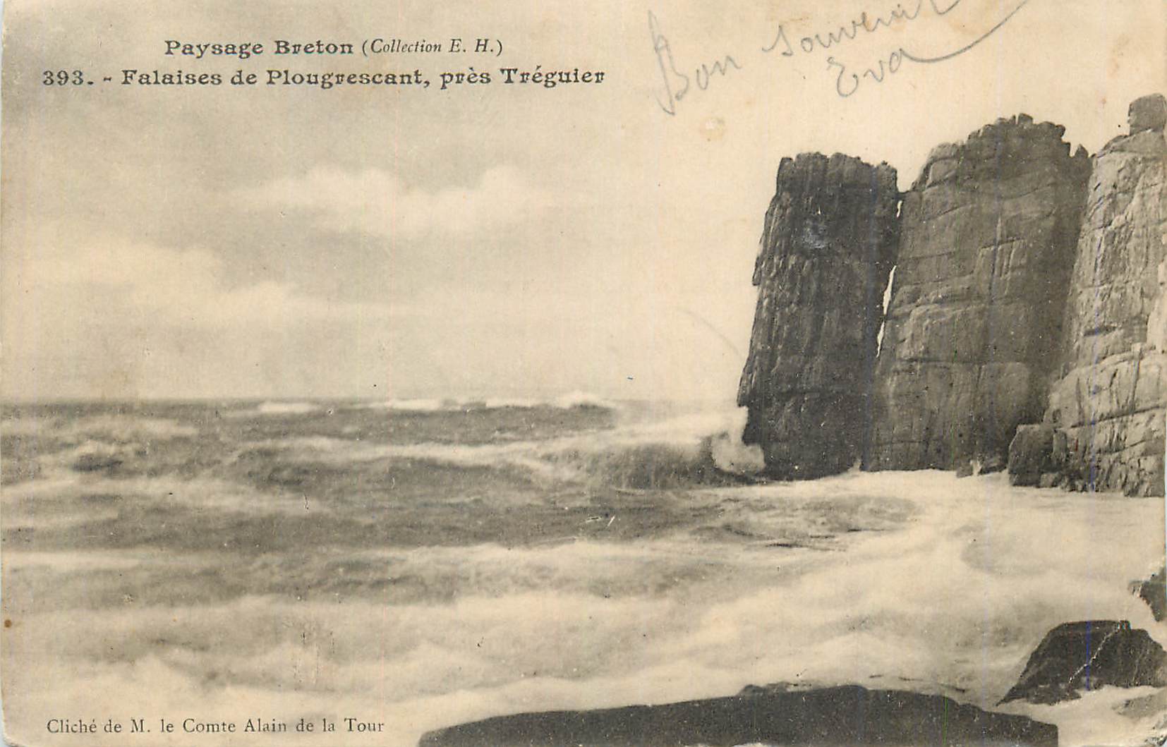 Falaises de Plougrescant, près Tréguier — Paysage Breton (Collection E. H.) — Cliché de M. le Comte Alain de la Tour, n° 393