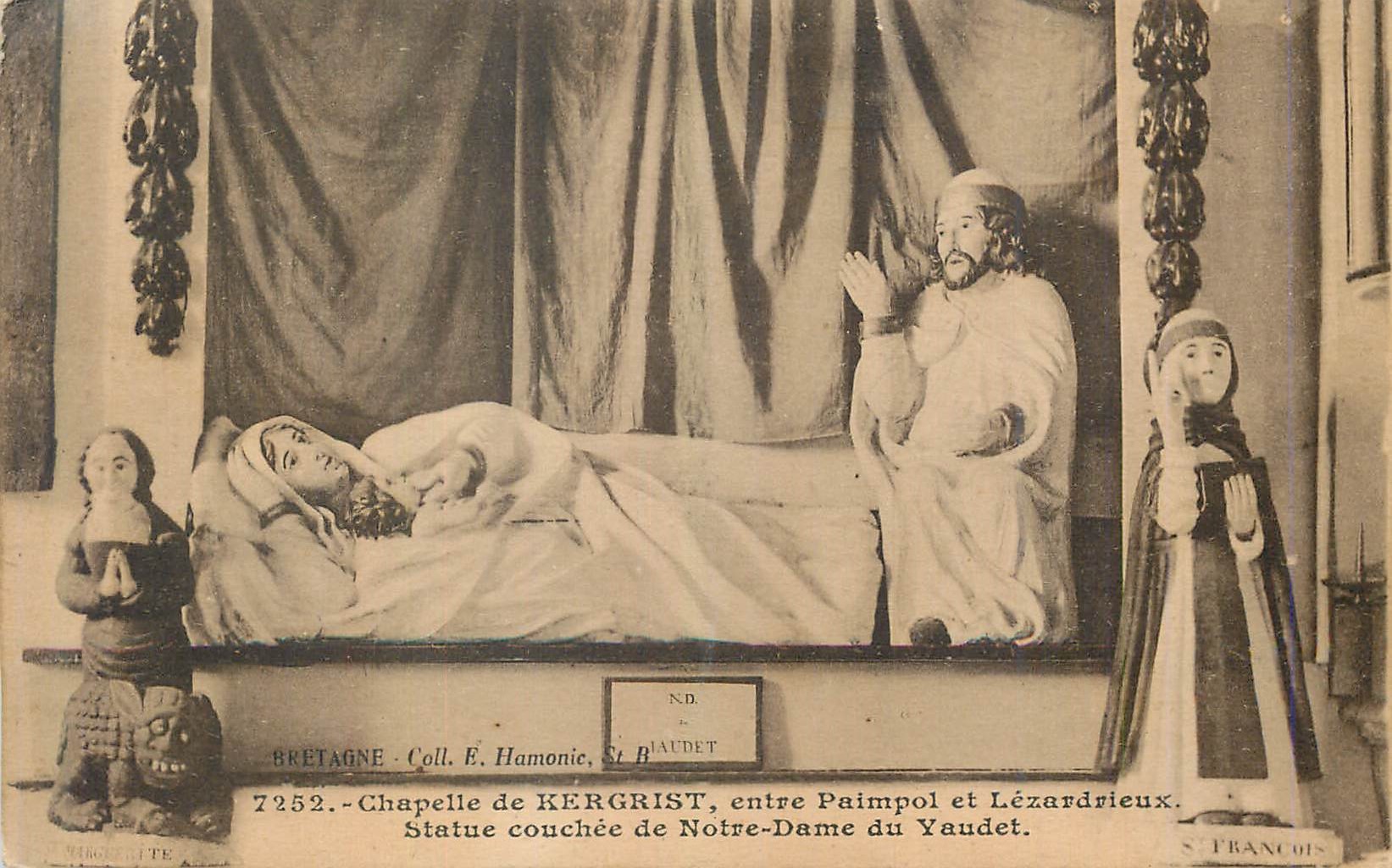 Statue couchée de Notre-Dame du Yaudet — Chapelle de KERGRIST — Éditeur E. Hamonic, n° 7252