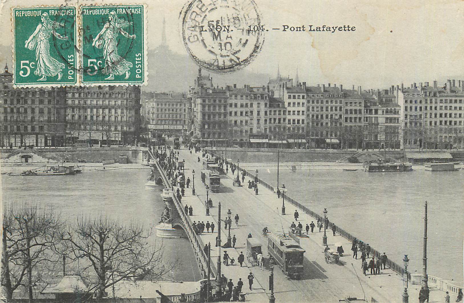 CPA Lyon Pont Lafayette Tramway