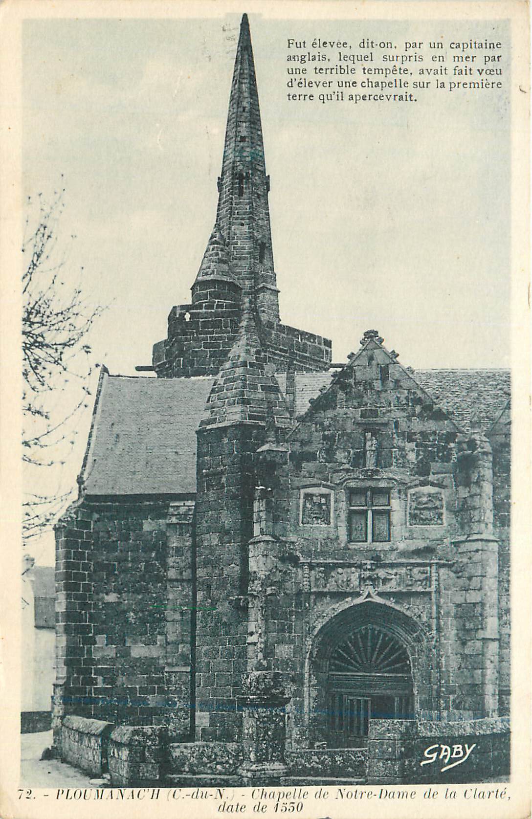 Chapelle de Notre-Dame de la Clarté — PLOUMANAC'H (C.-du-N.) — date de 1350