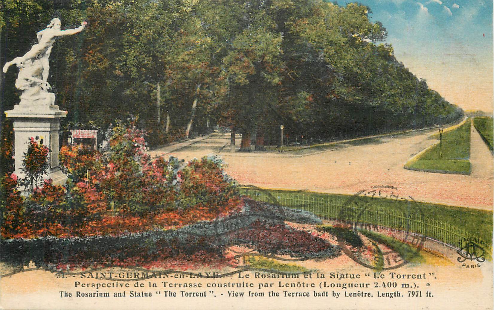 Saint-Germain-en-Laye — Le Rosarium et la Statue "Le Torrent" — éditeur Paris