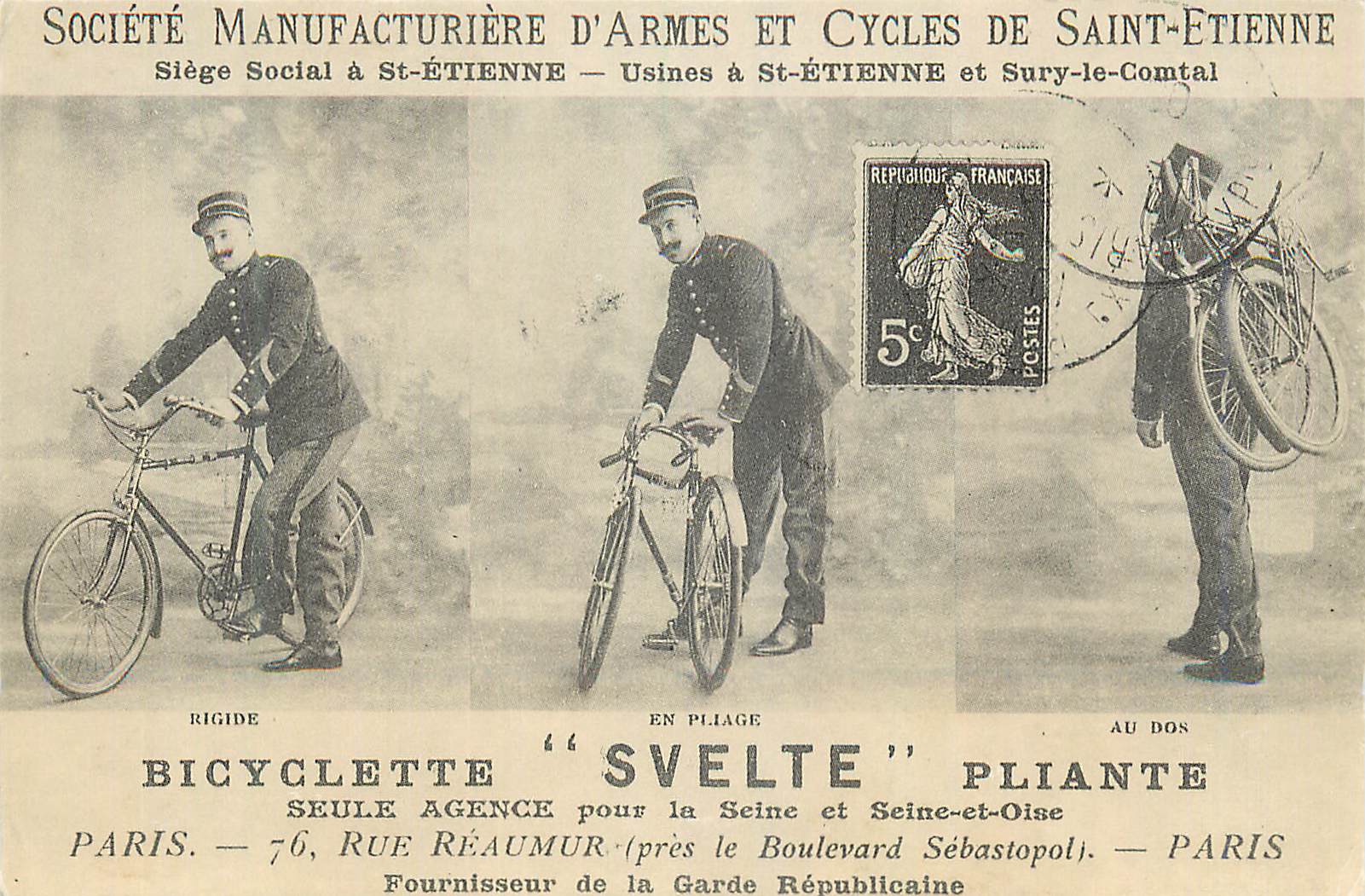 Bicyclette "Svelte" pliante — Société Manufacturière d'Armes et Cycles de Saint-Étienne — Paris