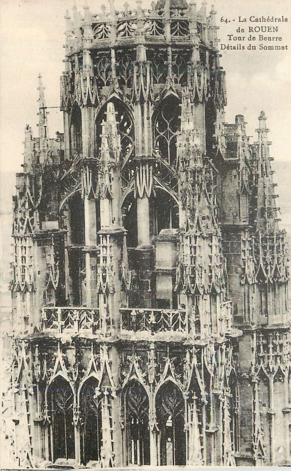 CPA La Cathedrale de Rouen Tour de Beurre Details du Sommet
