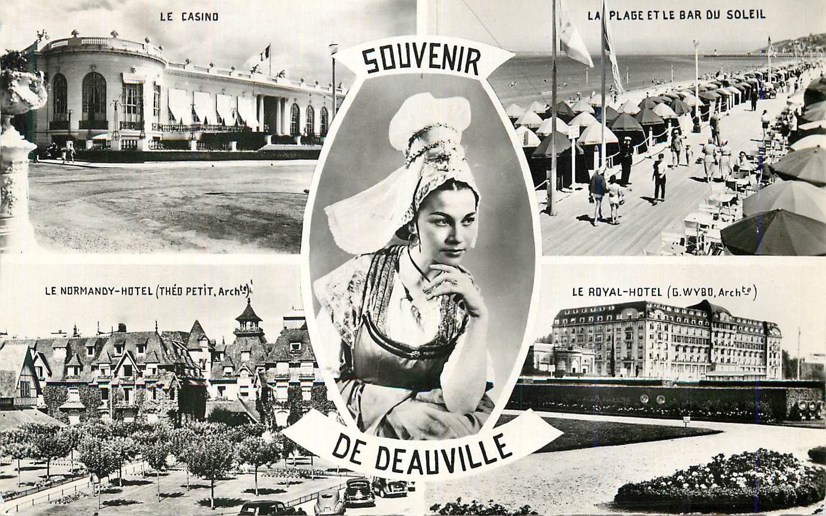 CPM Souvenir de Deauville Le casino La plage et le bar du soleil Le Normandy Hotel Le Royal Hotel
