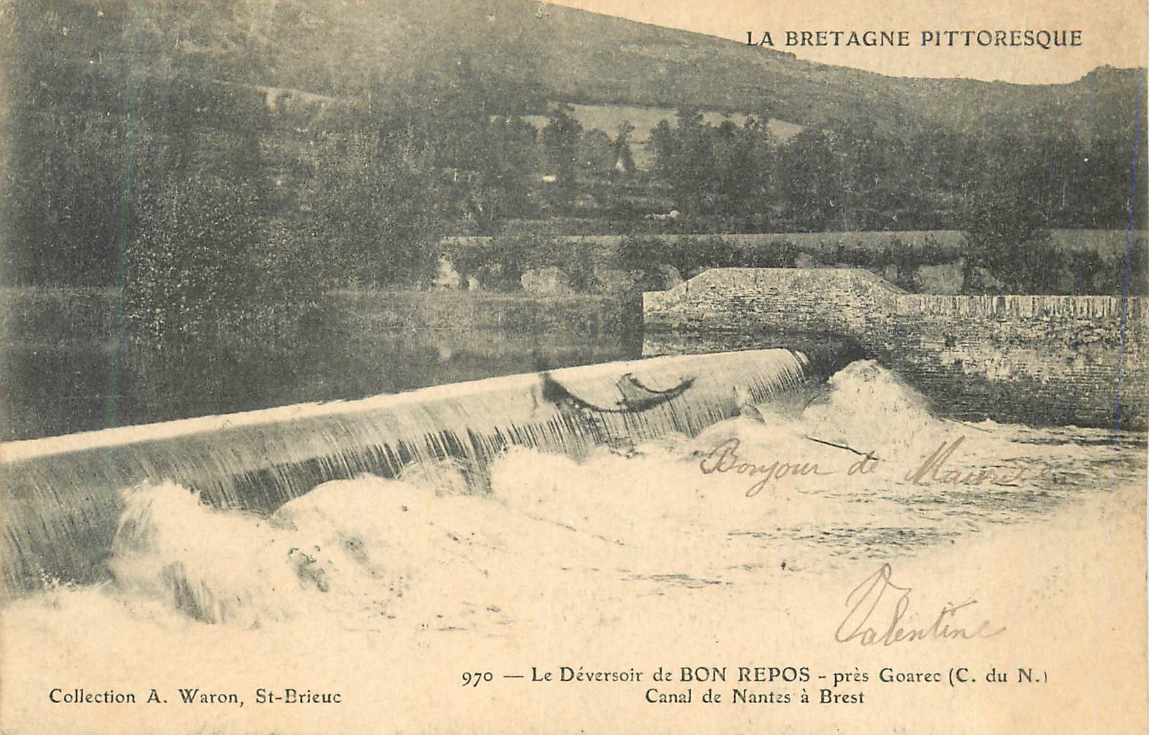 Le Déversoir de BON REPOS — Canal de Nantes à Brest — Collection A. Waron, St-Brieuc