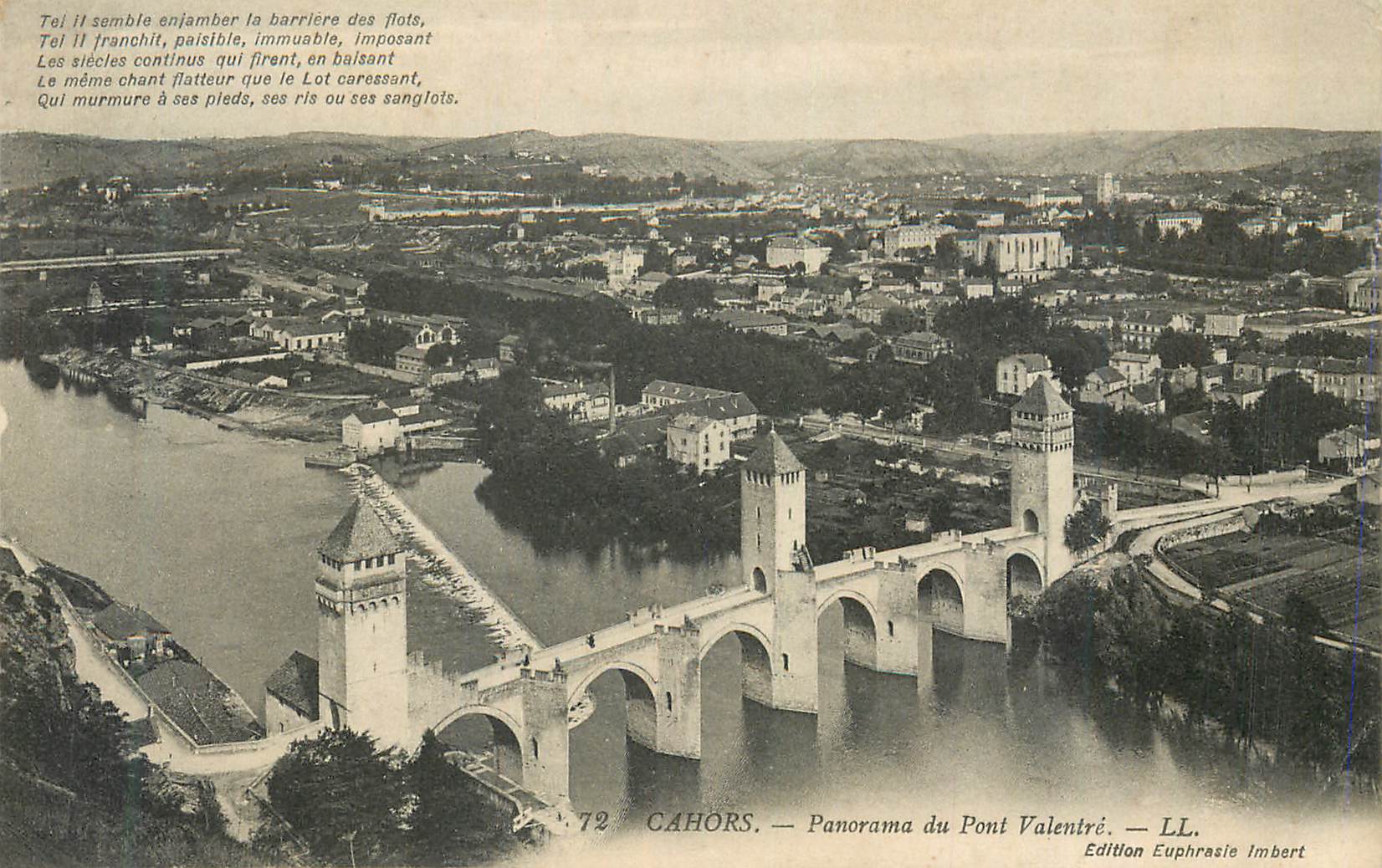Cahors — Panorama du Pont Valentré — Édition Euphrasie Imbert, n° 72