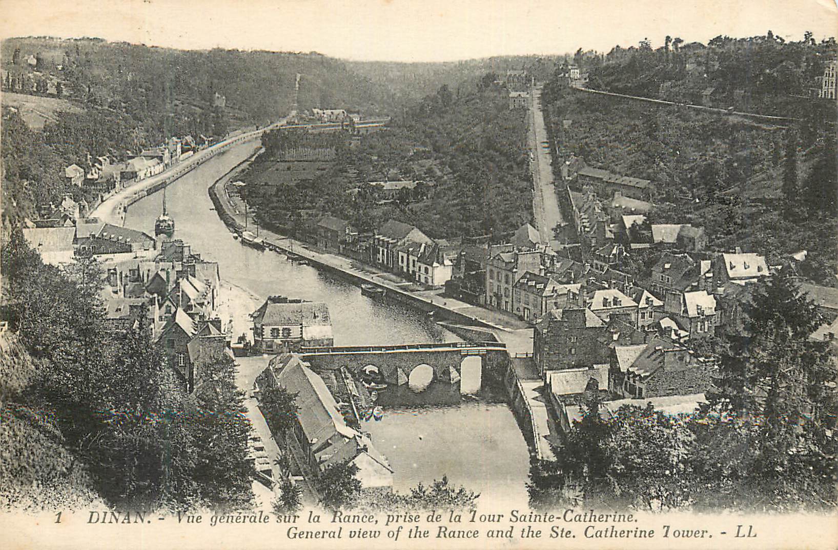 Dinan - Vue générale sur la Rance, prise de la Tour Sainte-Catherine - LL
