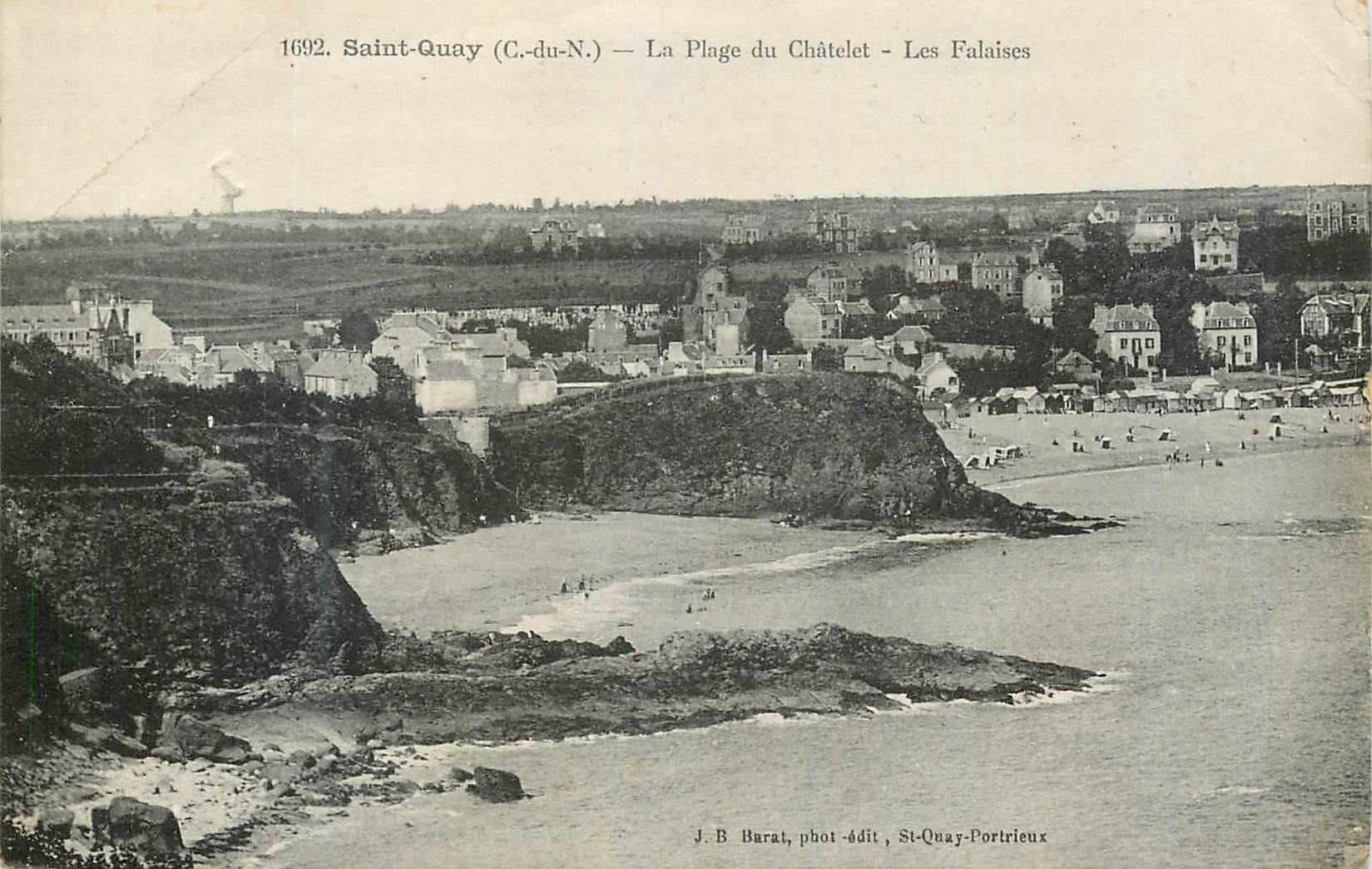 Saint-Quay (C.-du-N.) — La Plage du Châtelet — Les Falaises — J.B. Barat, phot-édit, St-Quay-Portrieux