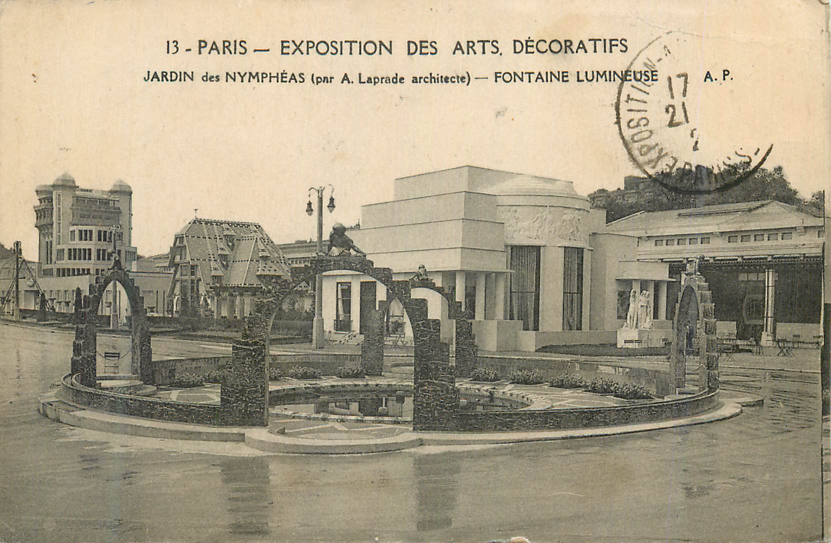 CPA Paris Exposition des Arts Decoratifs Jardin des Nympheas Fontaine Lumineuse