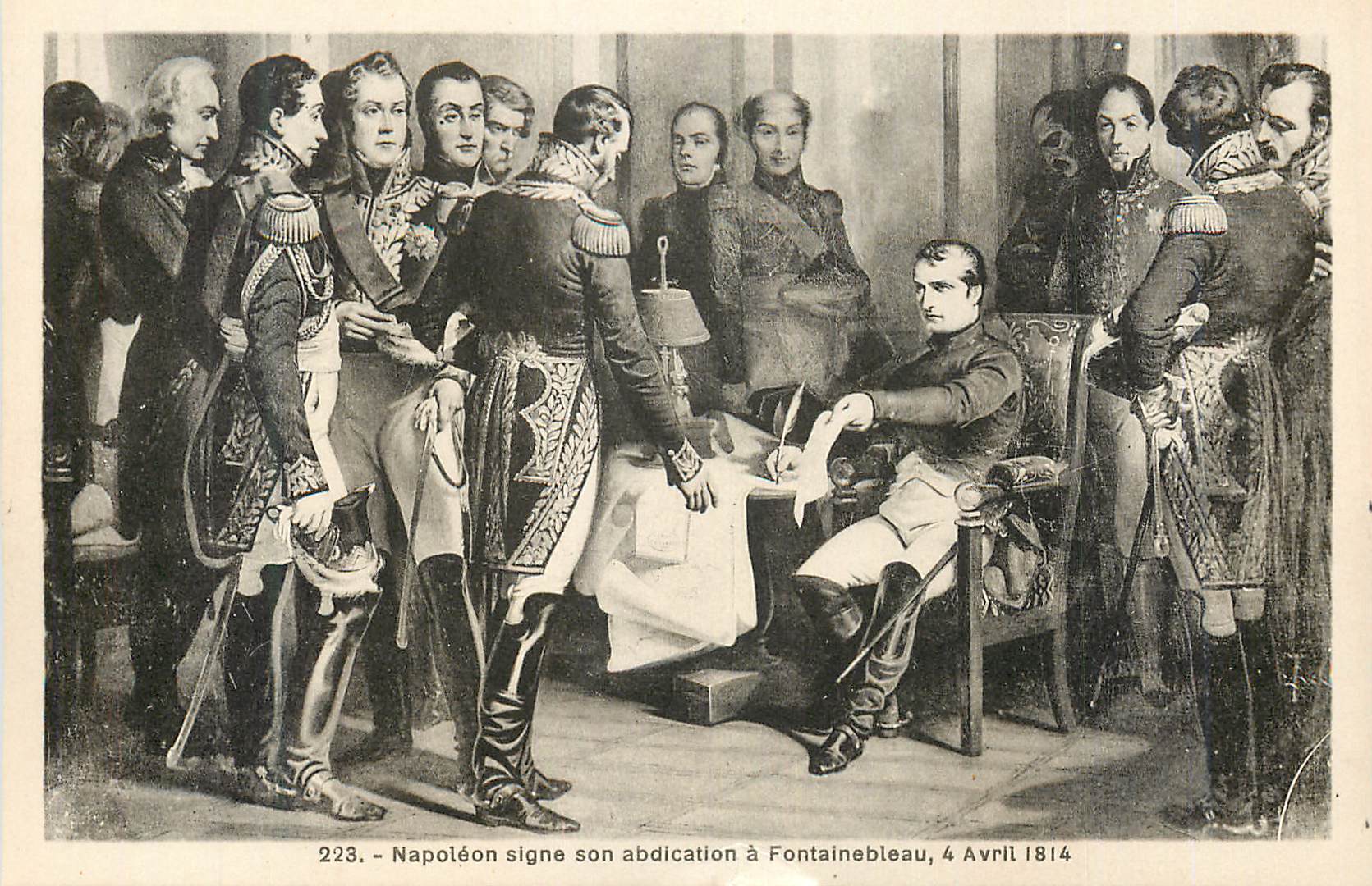 Napoleon unterschreibt seine Abdichtung in Fontainebleau — 4. April 1814 — Verlag: Nr. 223