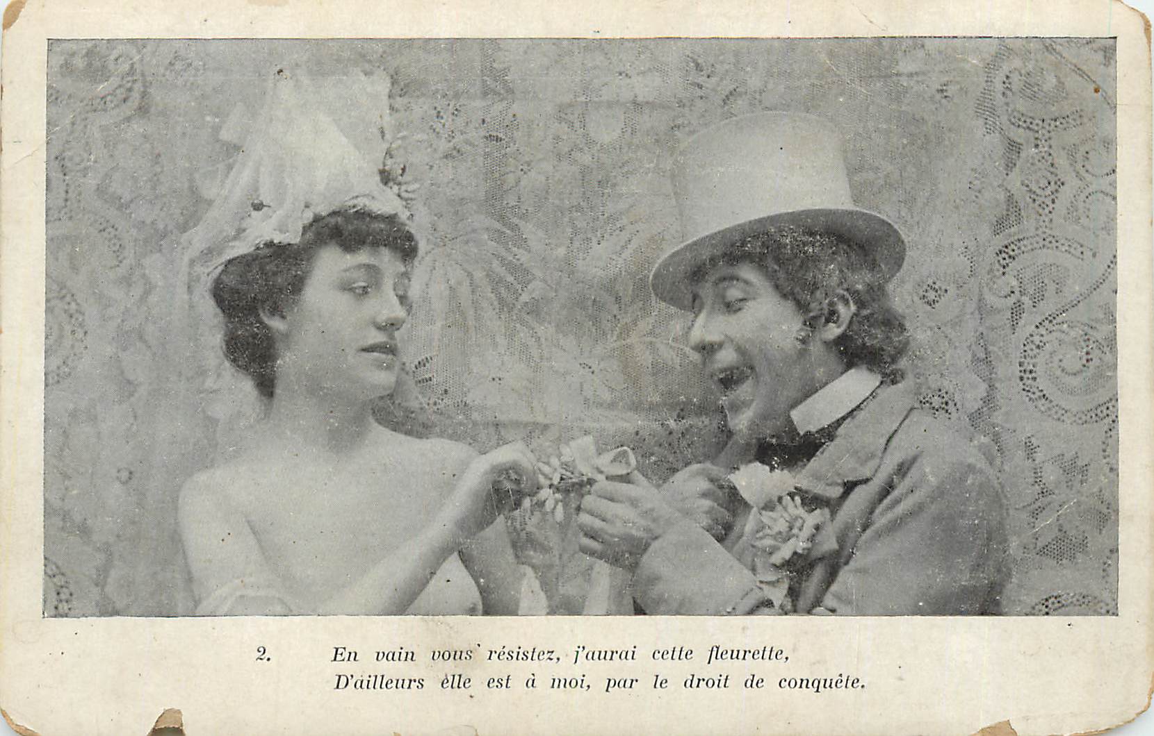 CPA En Vain vous Resistez j'aurai cette fleurette