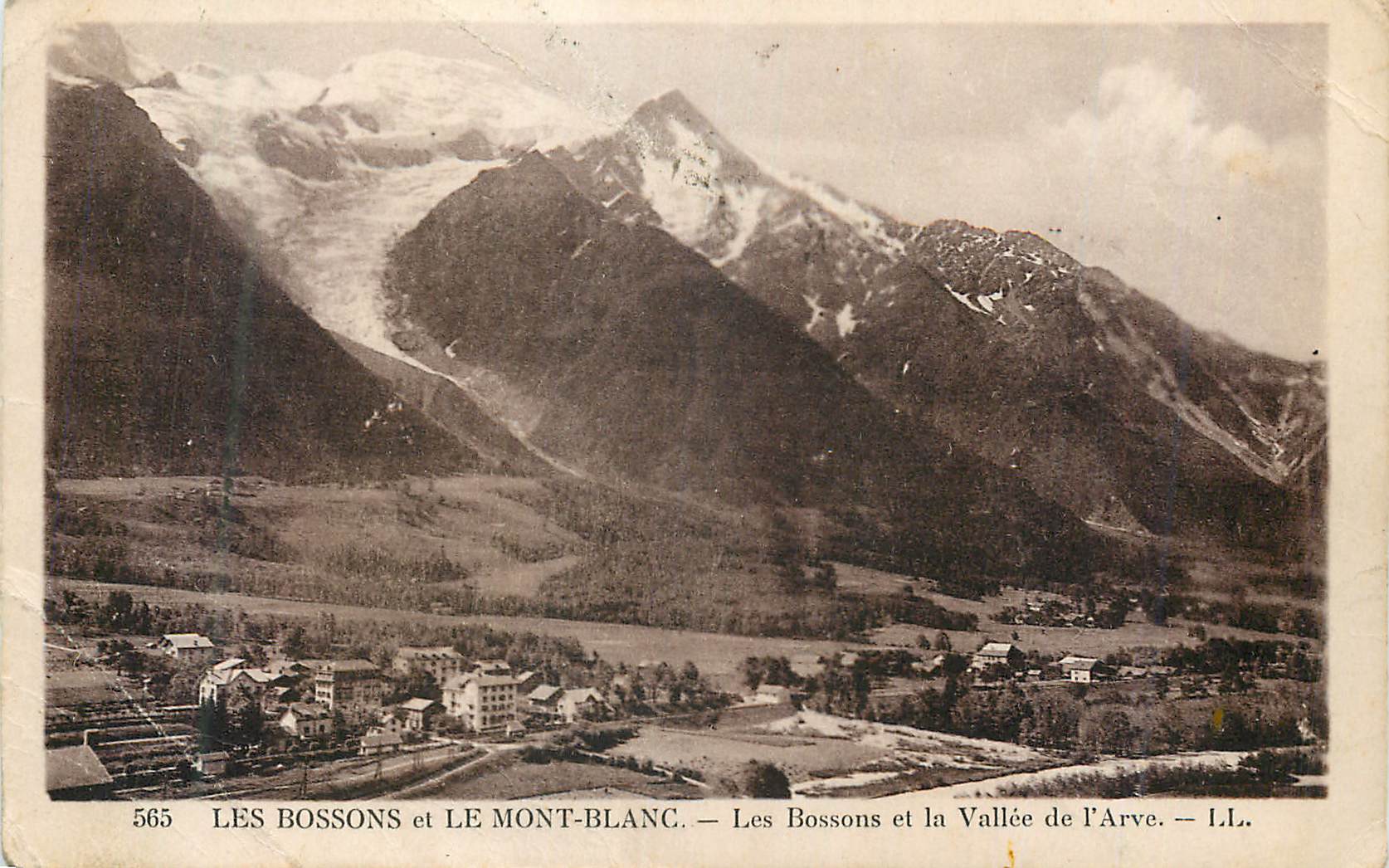 Antike Ansichtskarte Les Bossons und der Mont Blanc Les Bossons und die Tal der Arve