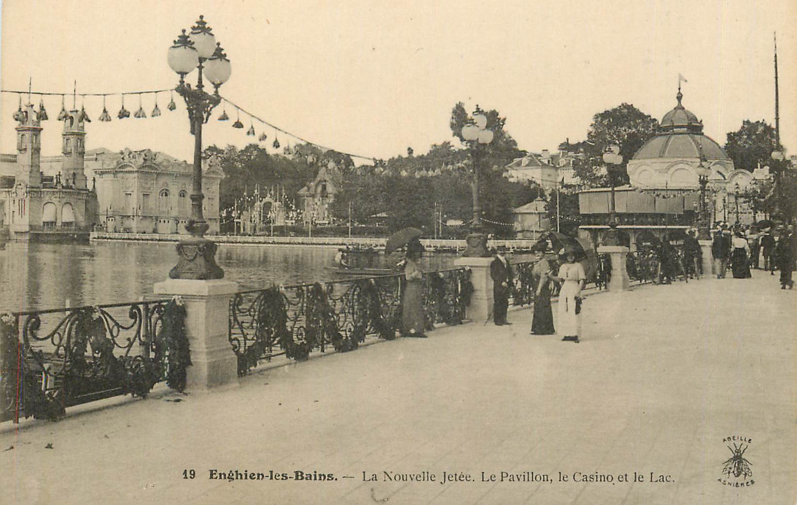CPA Enghien les Bains La Nouvelle Jetee Le Pavillon Le Casino e le Lac