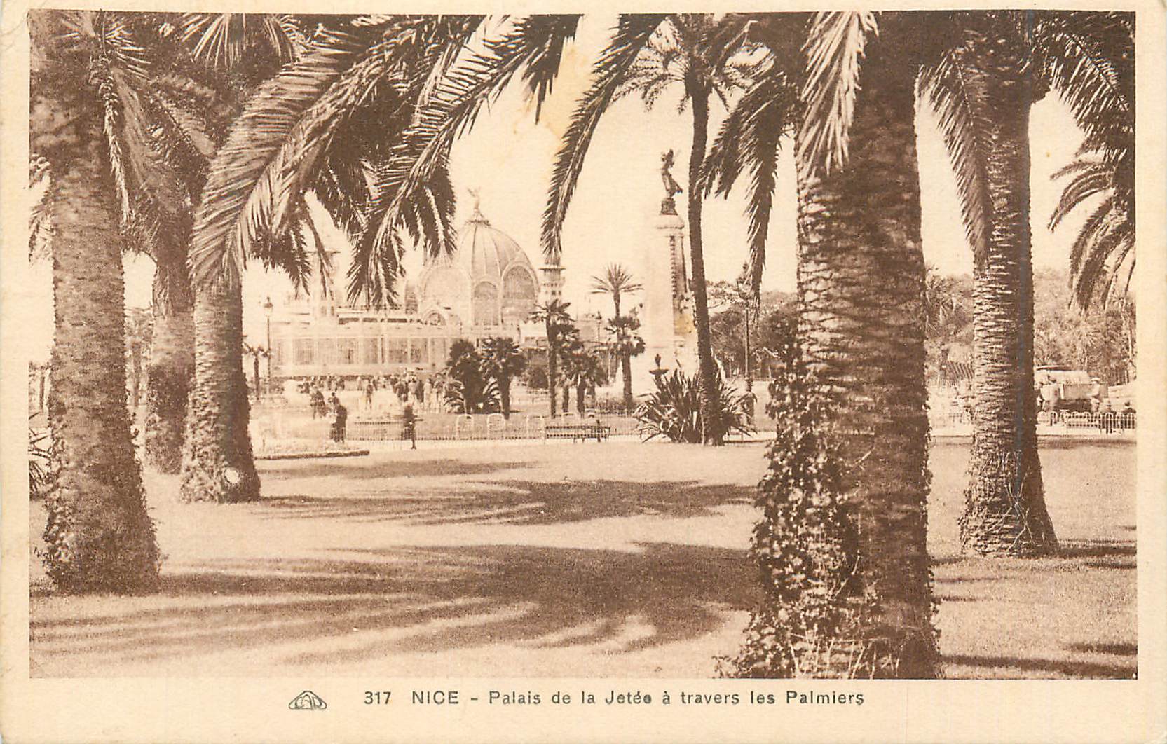CPA Nice Palais de la Jetee a Travers les Palmiers