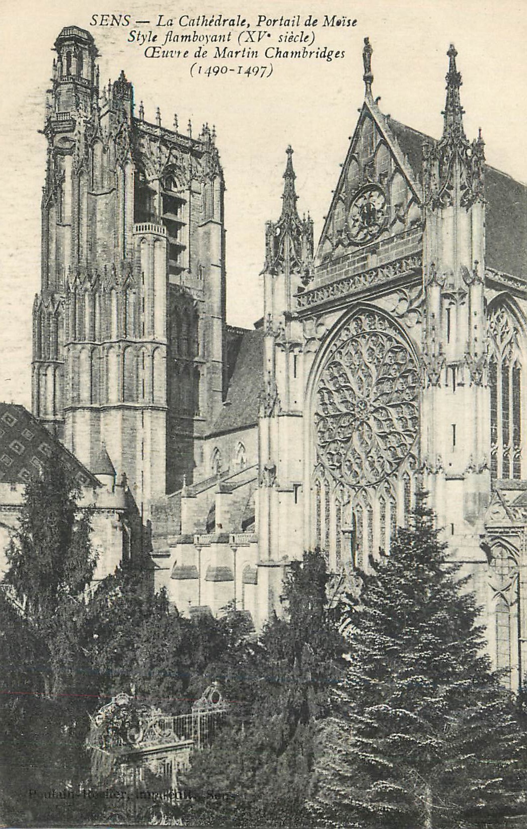 CPA Sens La Cathedrale Portail de Moise Style Flamboyant (XVe Siecle) Oeuvre de Martin Chambridges