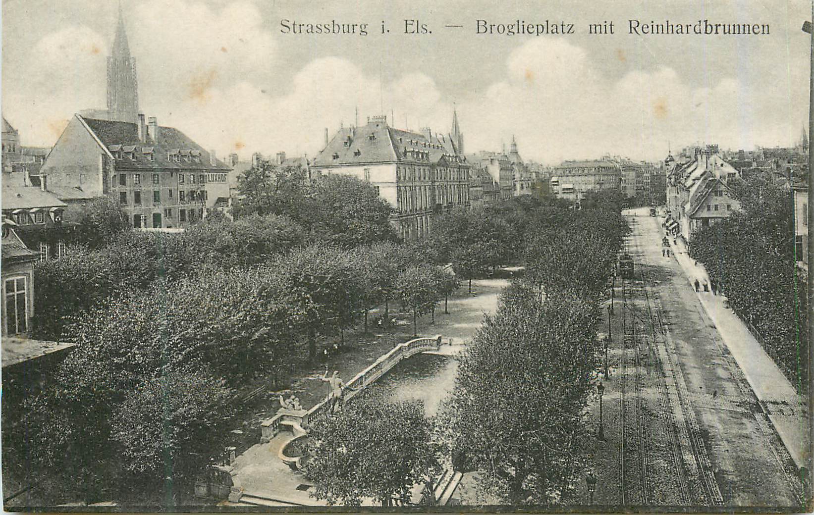 CPA Strassburg Broglieplatz mit Reinhardbrunnen