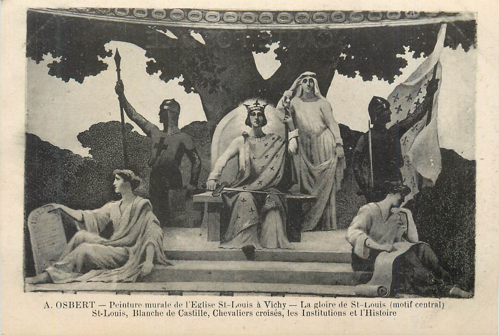 CPA A Osbert Peinture Murale de l'Eglise Saint Louis a Vichy La Gloire de St Louis (Motif Central)