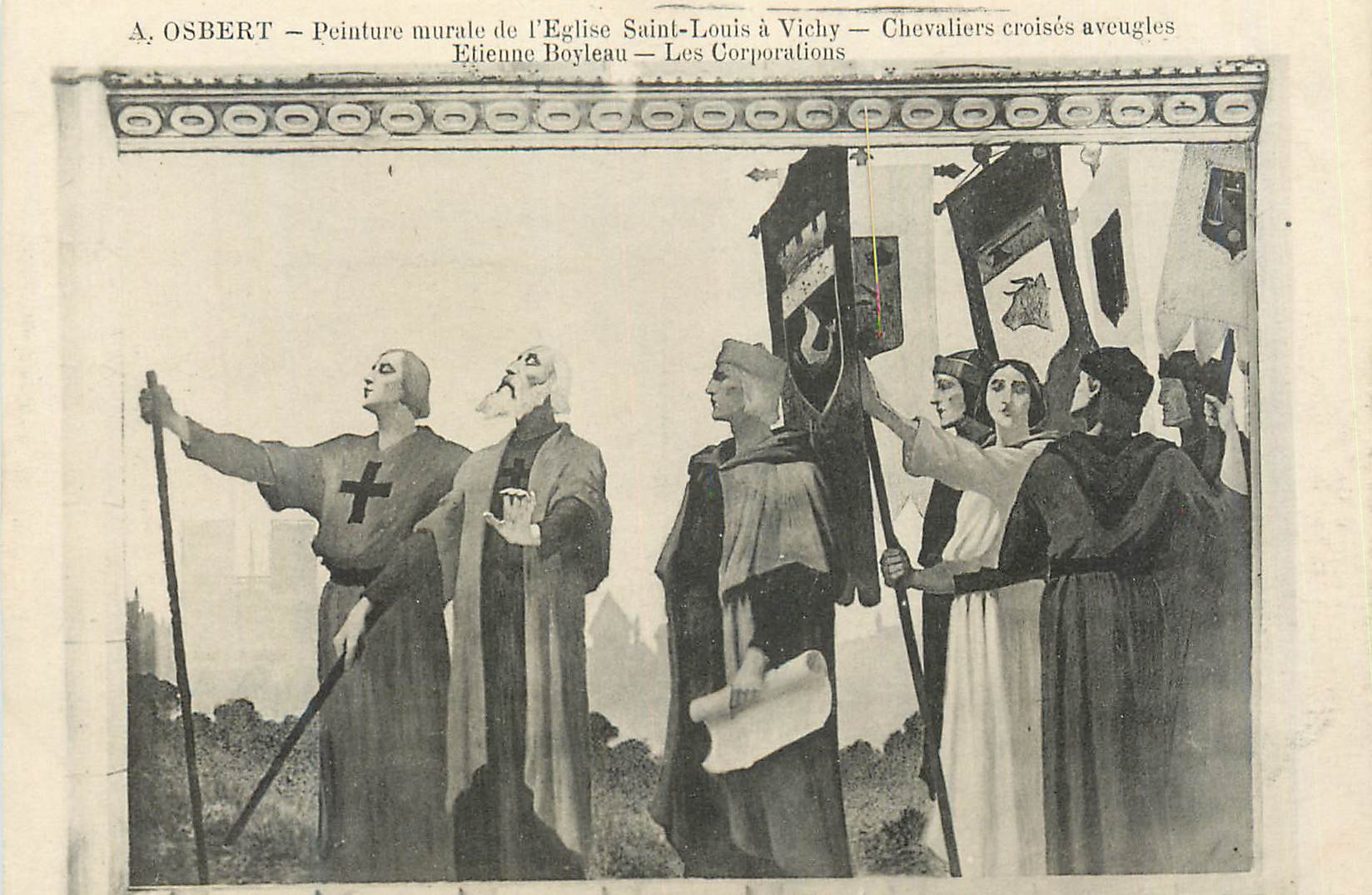CPA A Osbert Peinture Murale de l'Eglise Saint Louis a Vichy Chevaliers Croises Aveugles