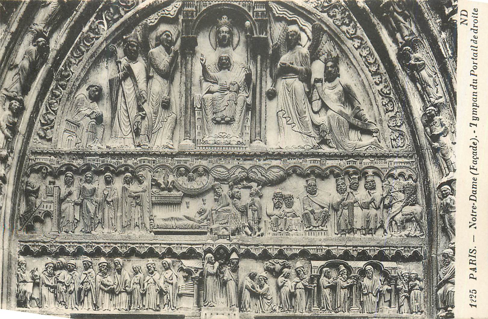 CPA Paris Notre Dame (Facade) Tympan du Portail de Droitre