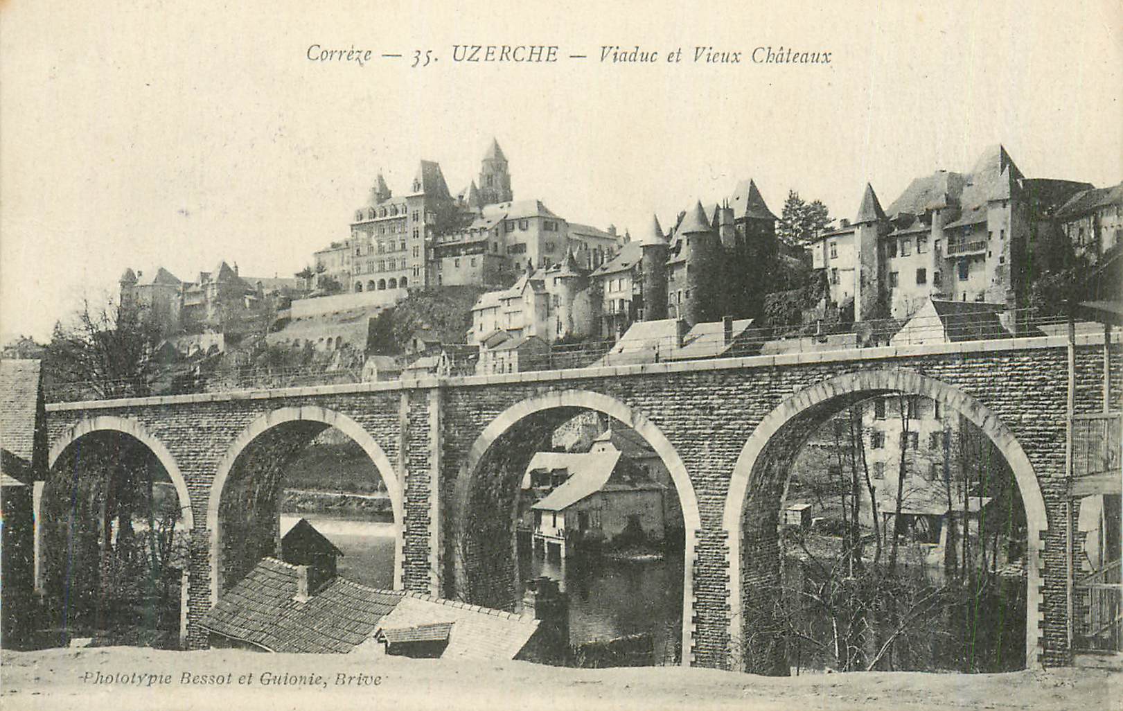 CPA Correze Uzerche Viaduc et Vieux Chateaux