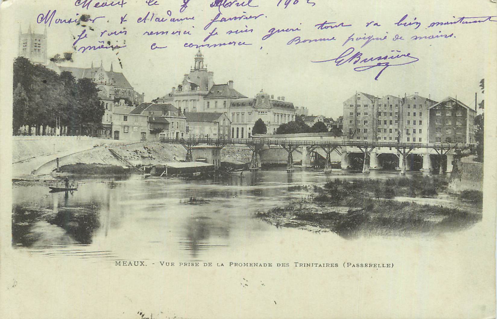 Meaux - Vue prise de la Promenade des Trinitaires (Passerelle)