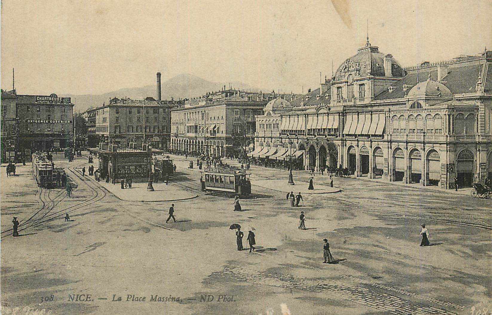 CPA Nice La Place Massena Tramway