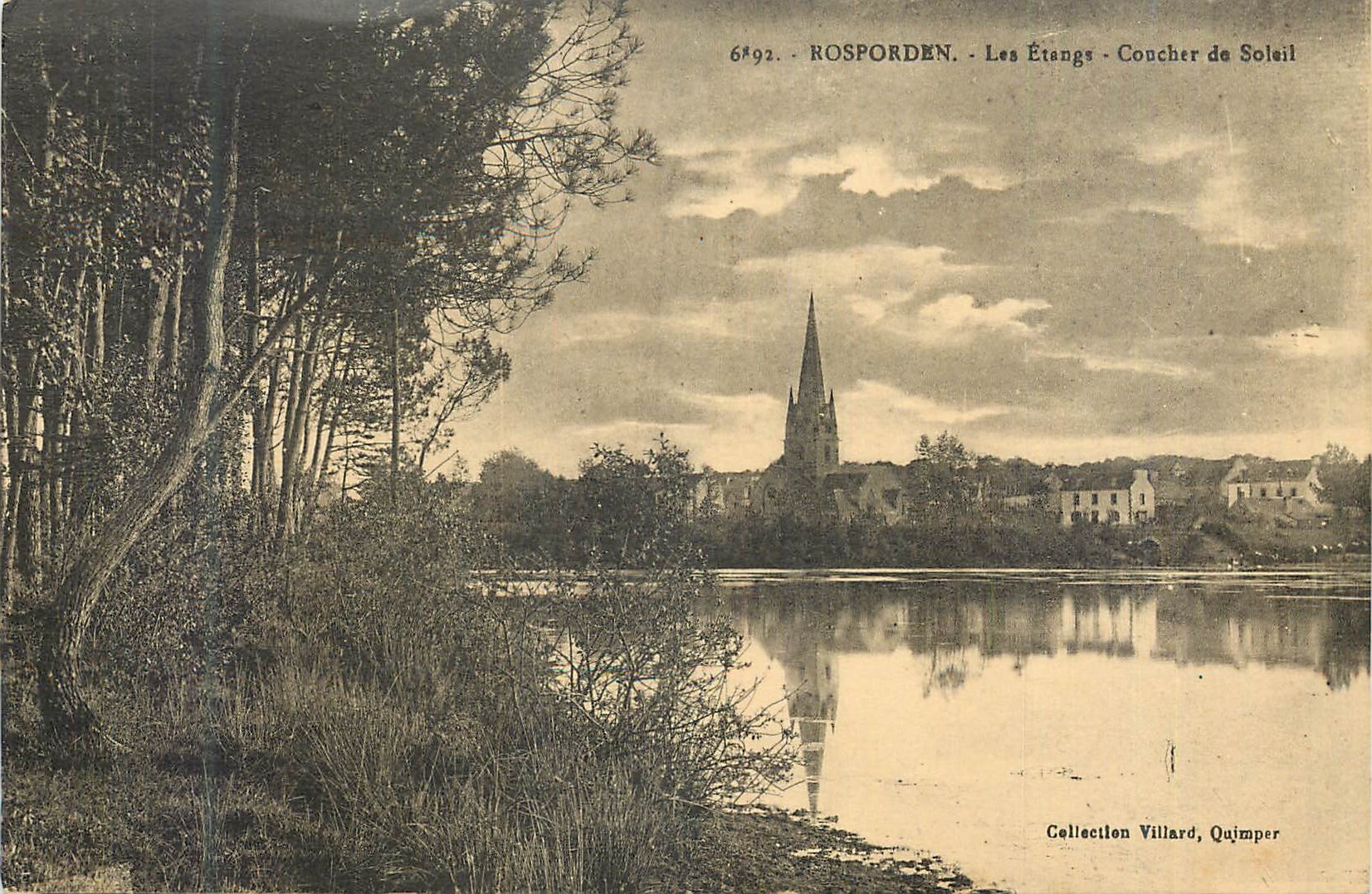 CPA Rosporden Les Etangs Coucher de Soleil
