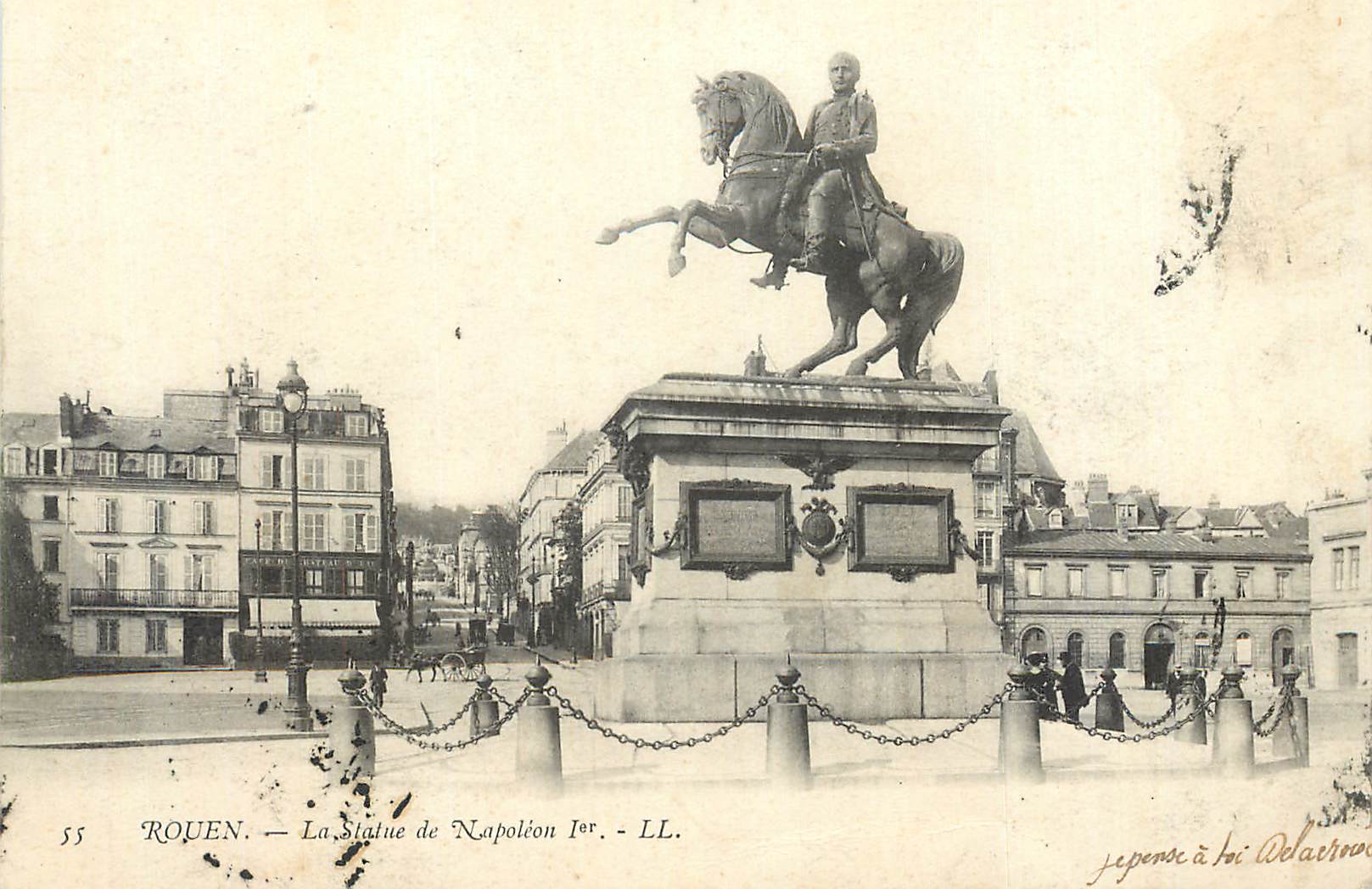 CPA Rouen La Statue de Napoleon 1er (carte 1900)