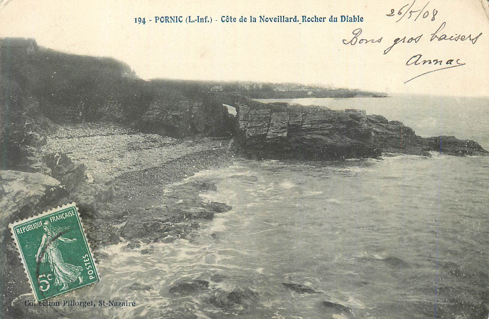 CPA Pornic (L Inf) Cote de la Noveillard Rocher du Diable
