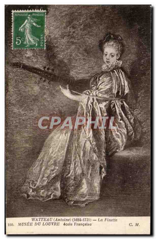 CPA Watteau La finette Musee du Louvre Ecole francaise