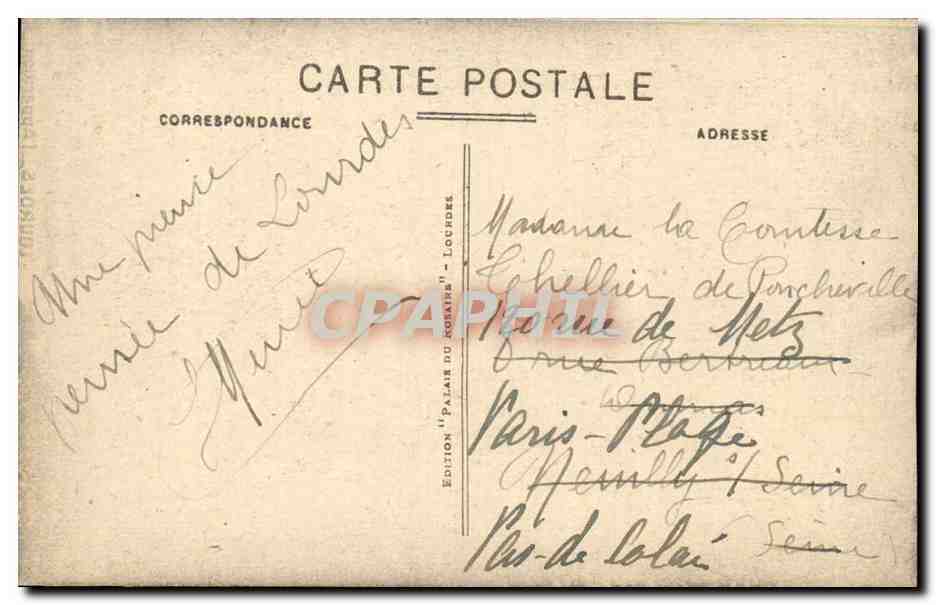 Lourdes CPA L'apparition  — Verso