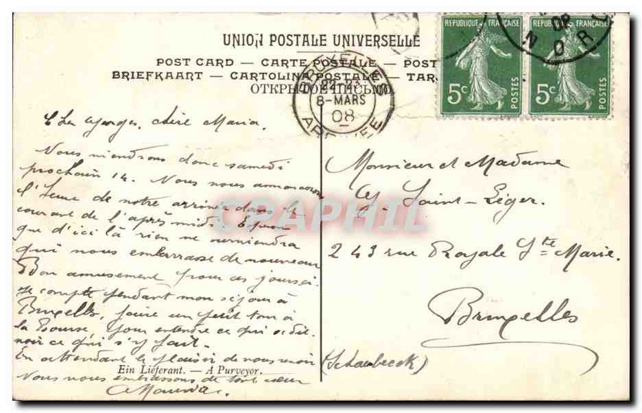 CPA Musee du Lille Beucklaer Un pourvoyeur — Verso