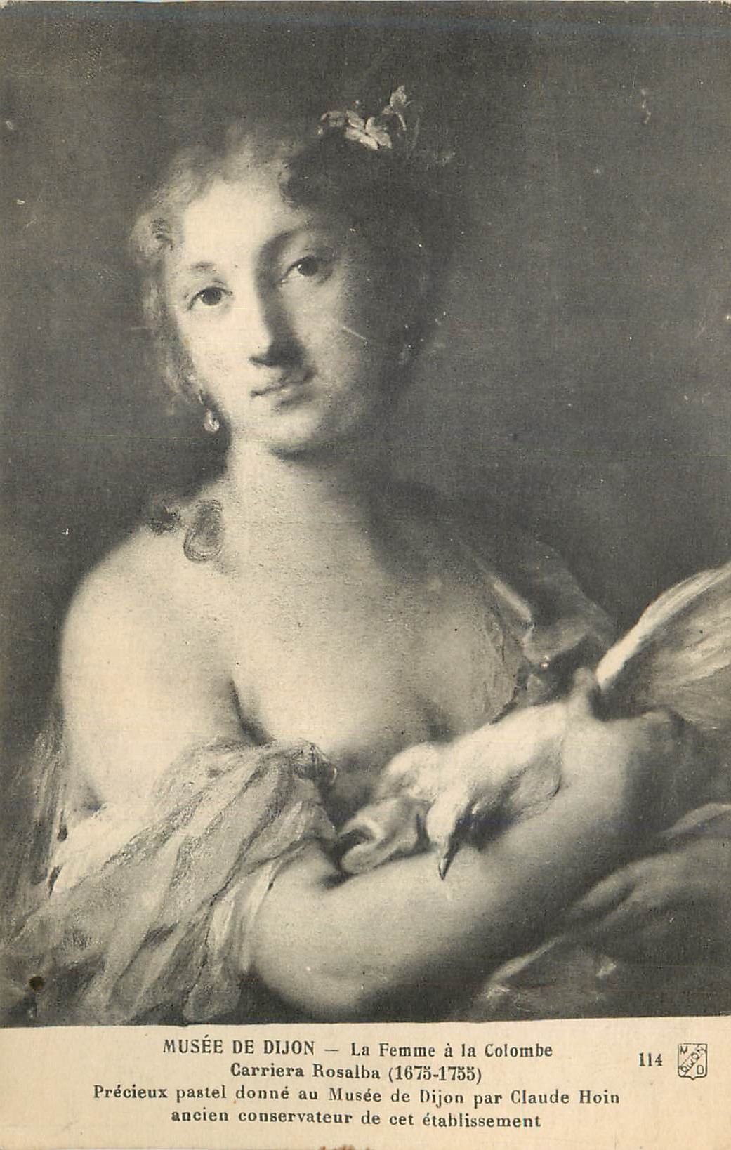 CPA Musee de Dijon La Femme a la Colombe Carriera Rosalba
