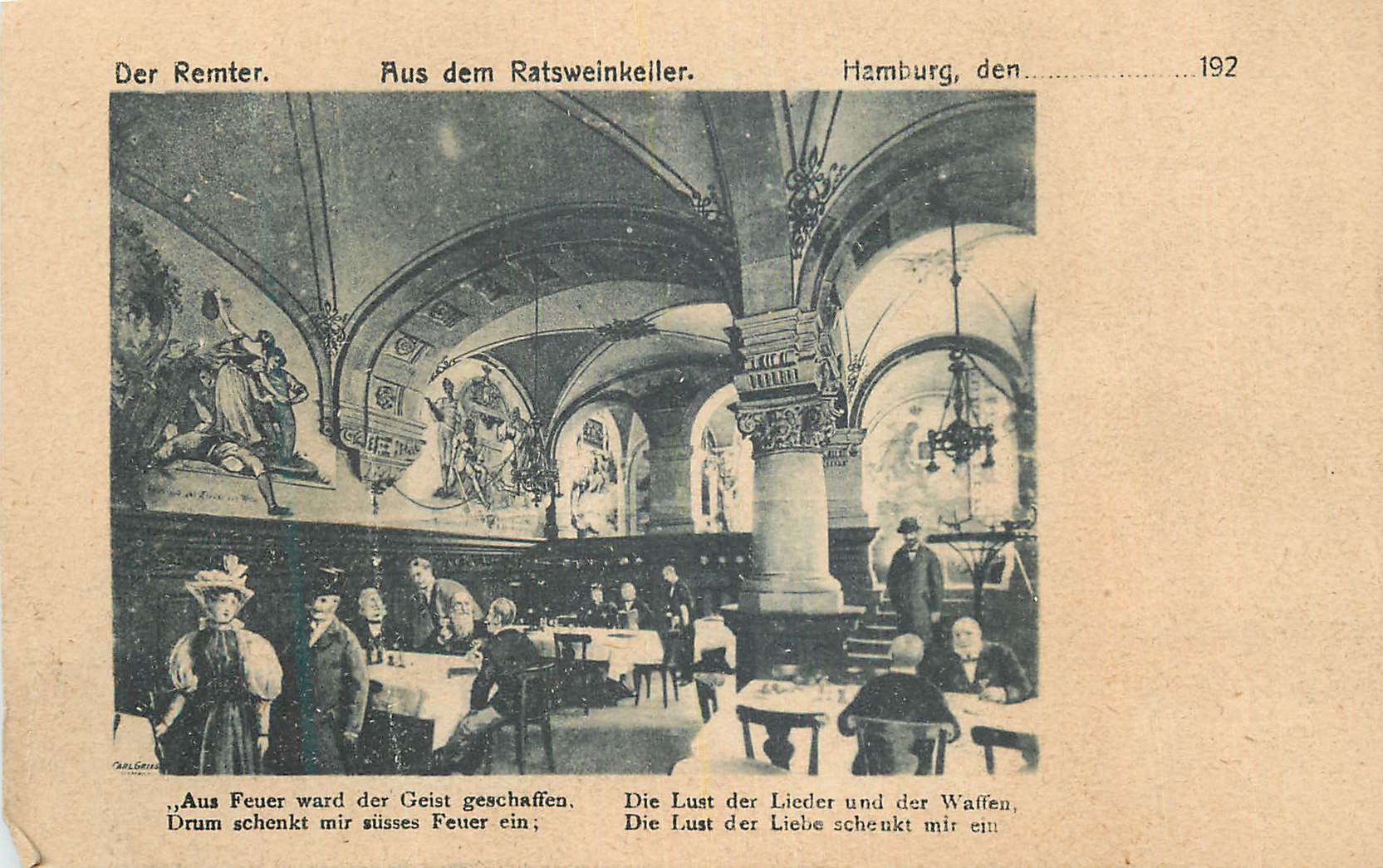 CPA Der Remter Aus dem Ratsweinkeller Hamburg den