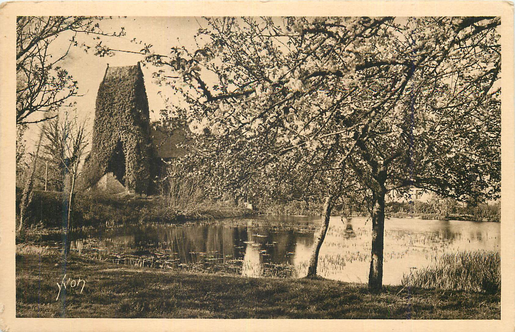 CPM La Douce France Normandie Vieux Manoir sous les pommiers en fleurs Cote de Grace Route de Honfleurs Trouville