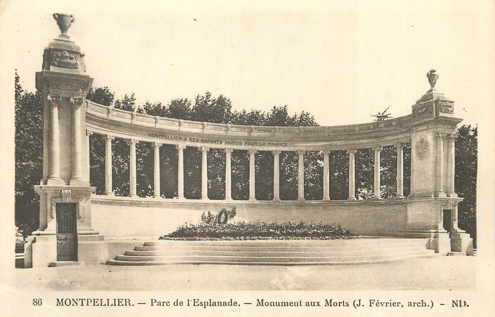 Montpellier — Parc de l'Esplanade — Monument aux Morts (J. Février, arch.) — N°11