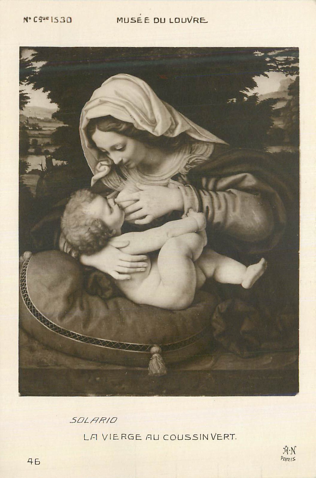 CPA Musee de Louvre Solario La Vierge au coussin vert