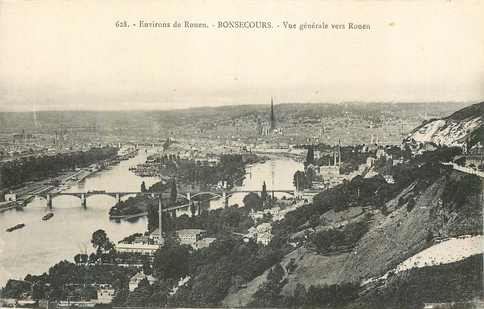 CPA Environs de Ronen Bonsecours Vue generale vers Rouen