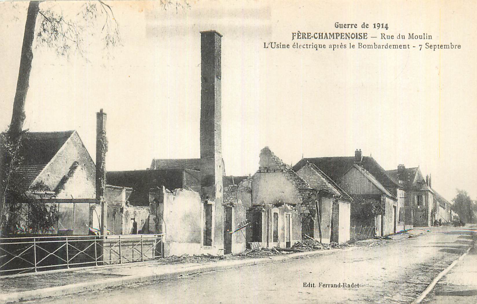 CPA Militaria Fere Champenoise Rue du Moulin L Usine electrique apres ke Bombardement 7 Septembre