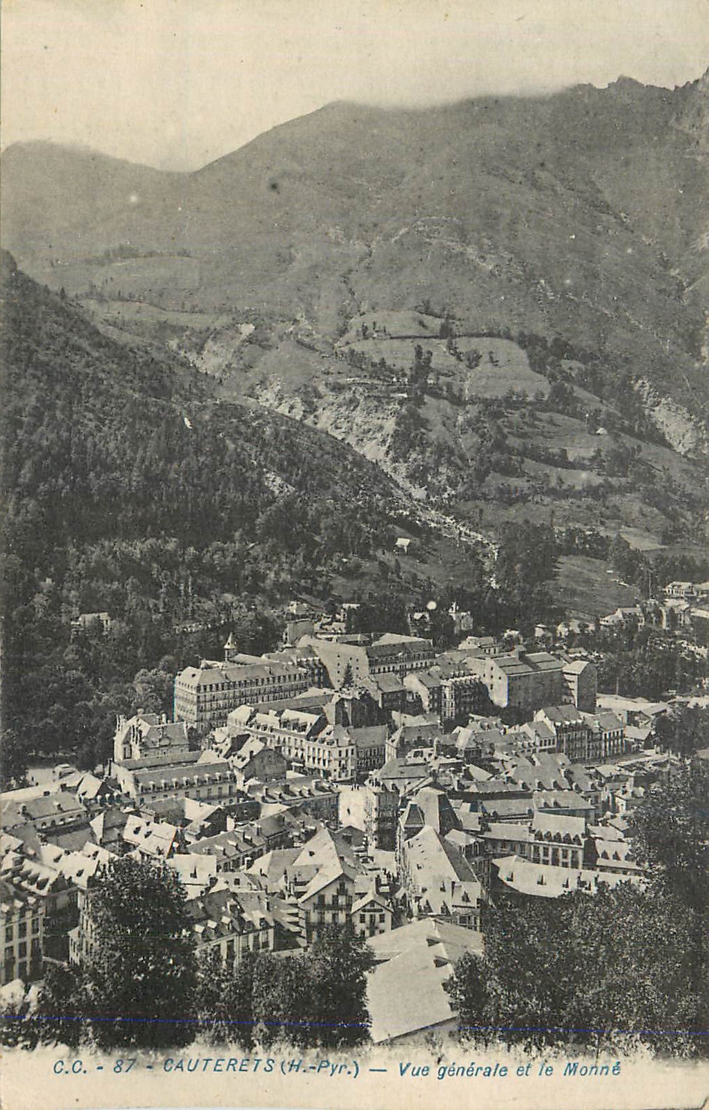 CPA Cauterets Pyr Vue generale et le Monne